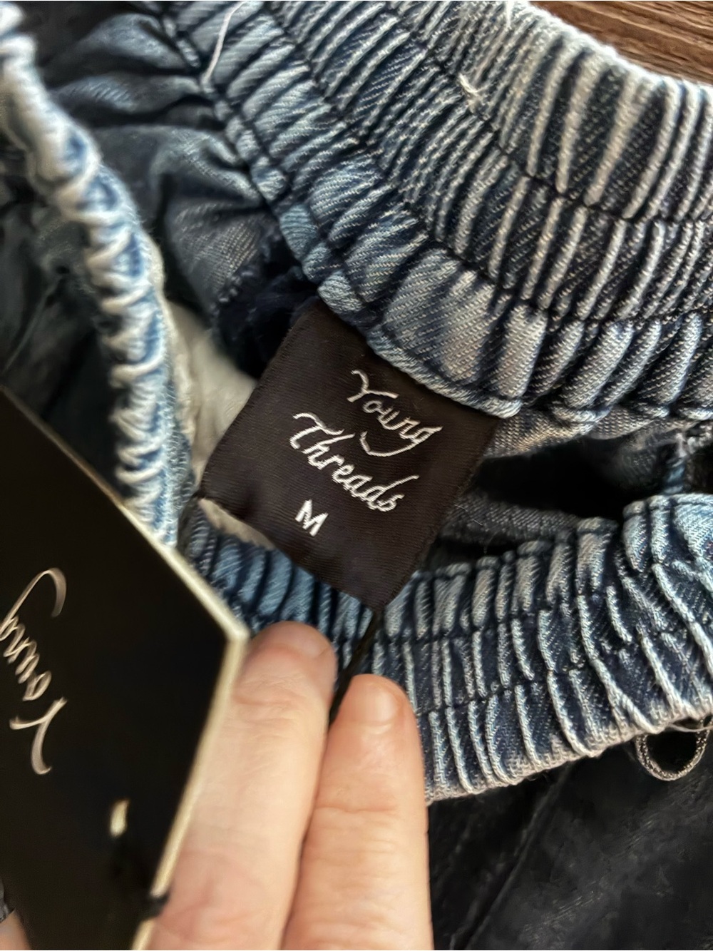Boho Patchwork Flare Jeans — Cream & Blue NWT - Picture 5 of 5